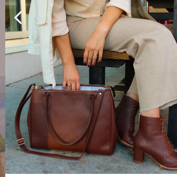 Poppy Barley Coworker Leather Tote in Brown - Picture 2 of 6